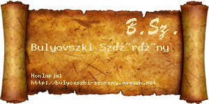 Bulyovszki Szörény névjegykártya